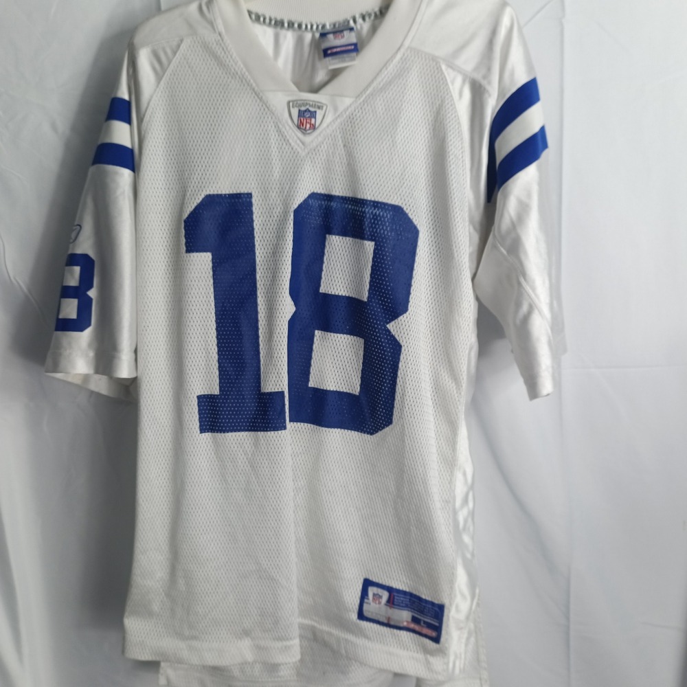 Reebok NFL Indianapolis Colts Peyton Manning 18 Jersey White Blue Mens Large